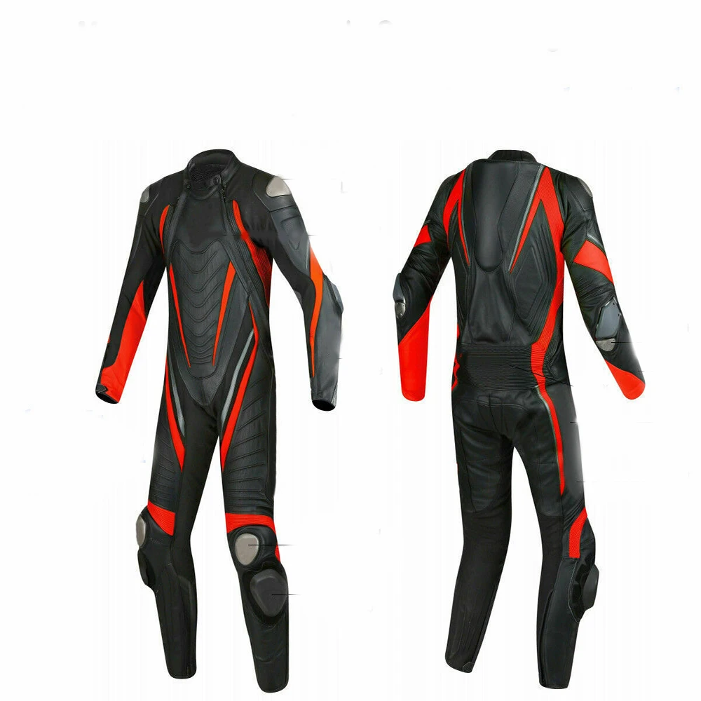 Custom Made Motorcycle Biker Racing Leather Suit 1 Piece 2 Piece OEM Safety Protector At Knee Elbow Water Proof