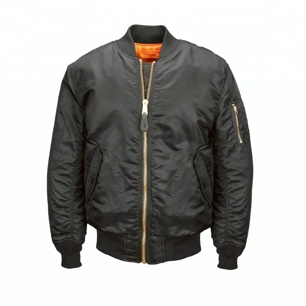 Custom Black Satin Bomber Jacket Stylish Plus Size Winter Jacket with Fur Plain Zipper Closure and Sheep Fur Decoration