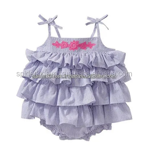 Purple Stripes Baby Girls Ruffle Bubble