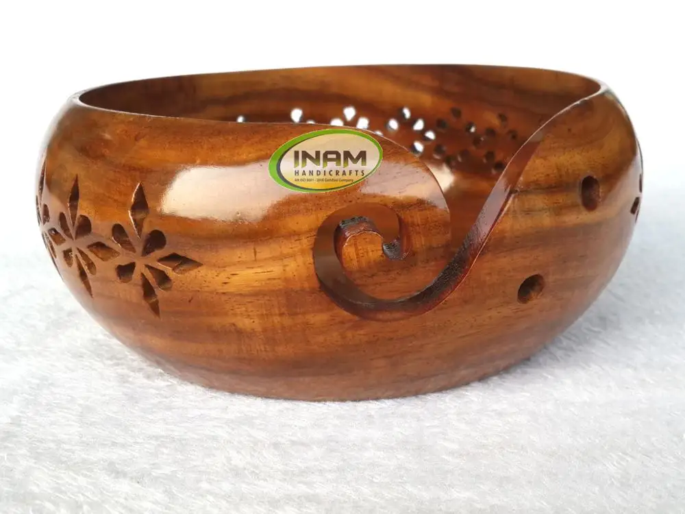 Best quality sheesham wood handmade wooden yarn storage bowl / Crochet accessories / hand carved