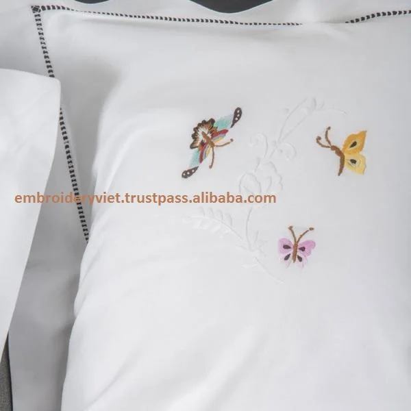 Butter fly hand embroidery 100% cotton bed sheet