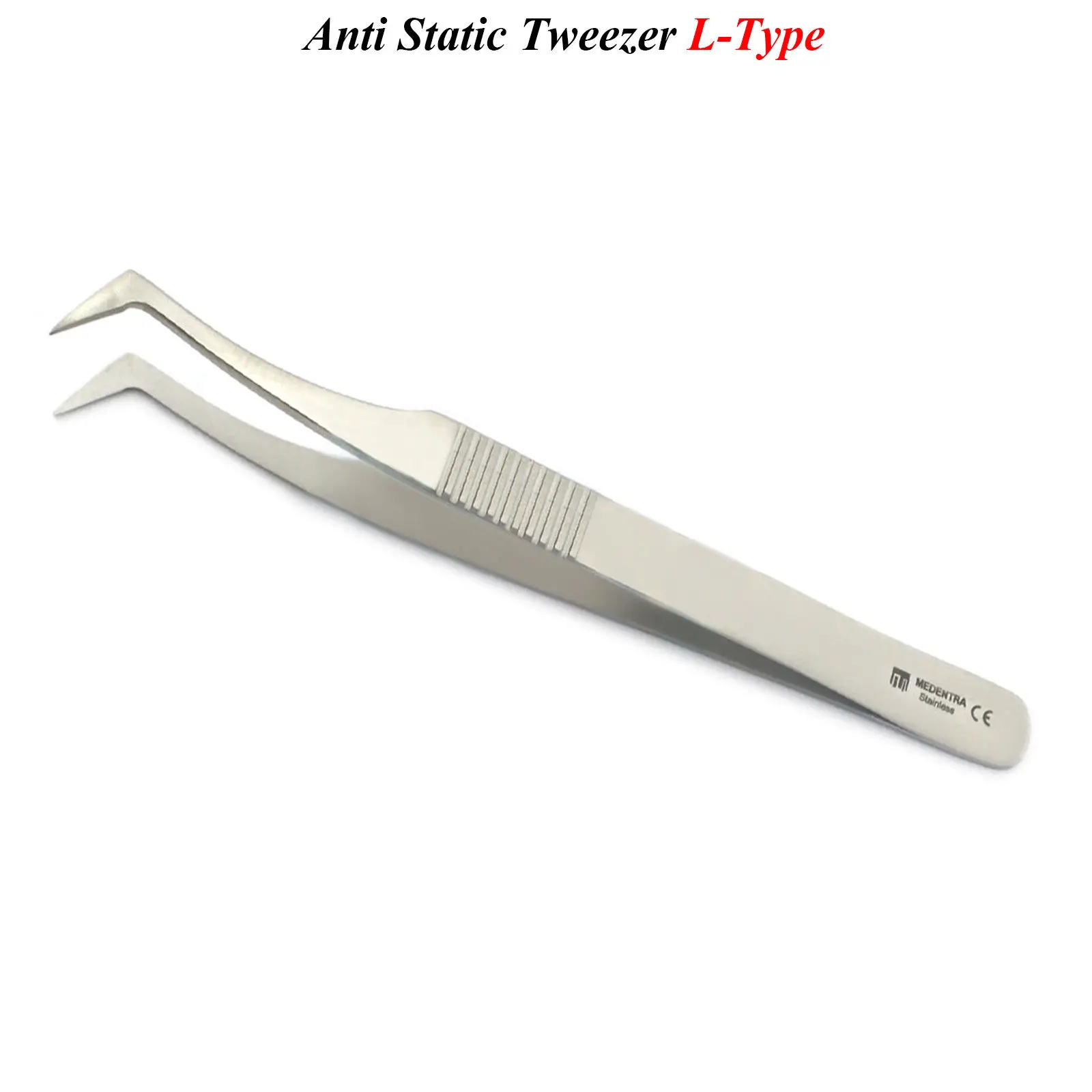 Dental Tweezer Anti Static Eyelash Extension Volume L-Type Stainless Steel