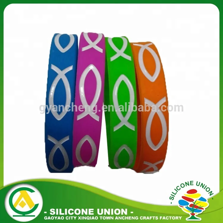 Religious Souvenir Rubber Christian Fish Bracelets