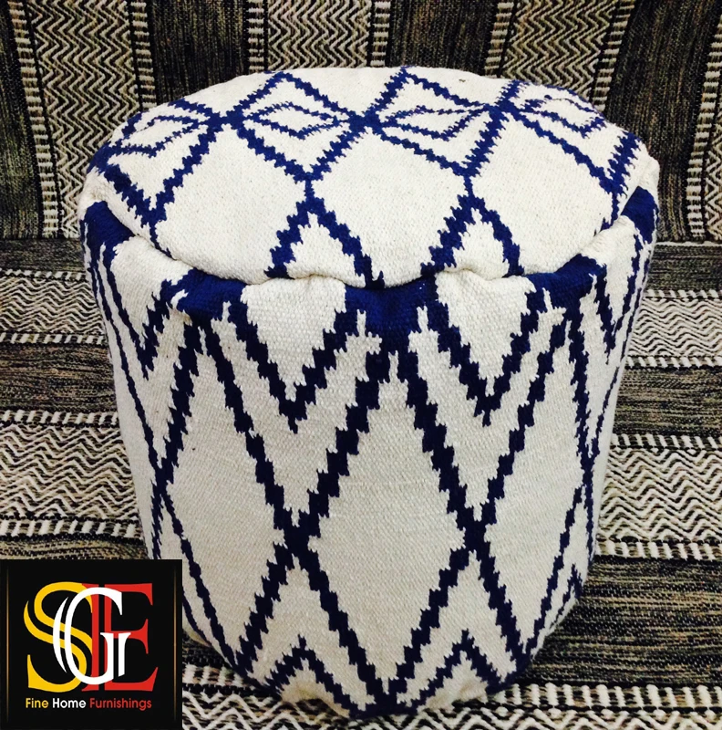 Indian Outdoor Pouf Cotton Handmade Stylish Elegant Square Shape Popular Fabric Seating Stools for Home Decoration