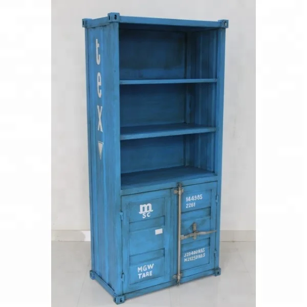
Industrial & vintage Iron metal container design 2 door 2 shelves display cabinet 