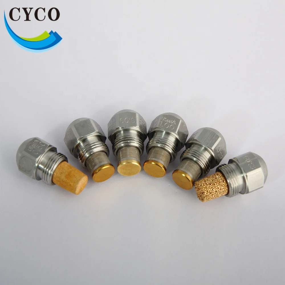 
CYCO 30 45 60 80 Degree brass solid cone oil burner misting spray oil jet diesel heavy waste oil burner nozzle 