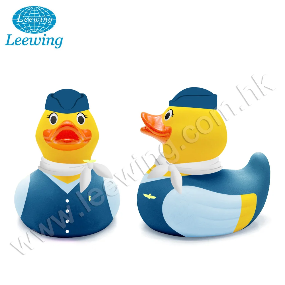 Hot New Promotional Gift Item Plastic PVC Vinyl Customized with Logo Airline Pilot Captain Uniform Plane Yellow Rubber Duck