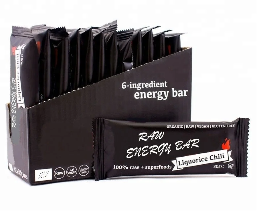 Бар сырья с лакрицей и Чили, сертифицированный органический, без глютена | Оптовая продажа | Частная торговая марка | Сделано в ЕС