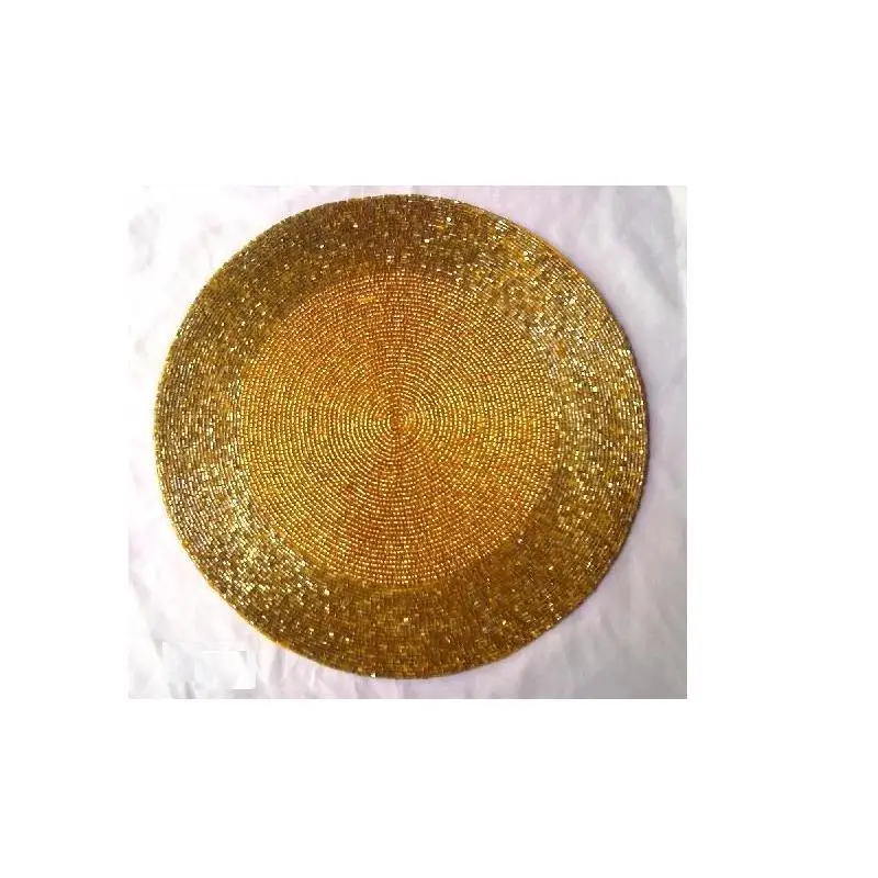 
Round two tone Glass beaded table place mat with patterns available in more colours and patterns 