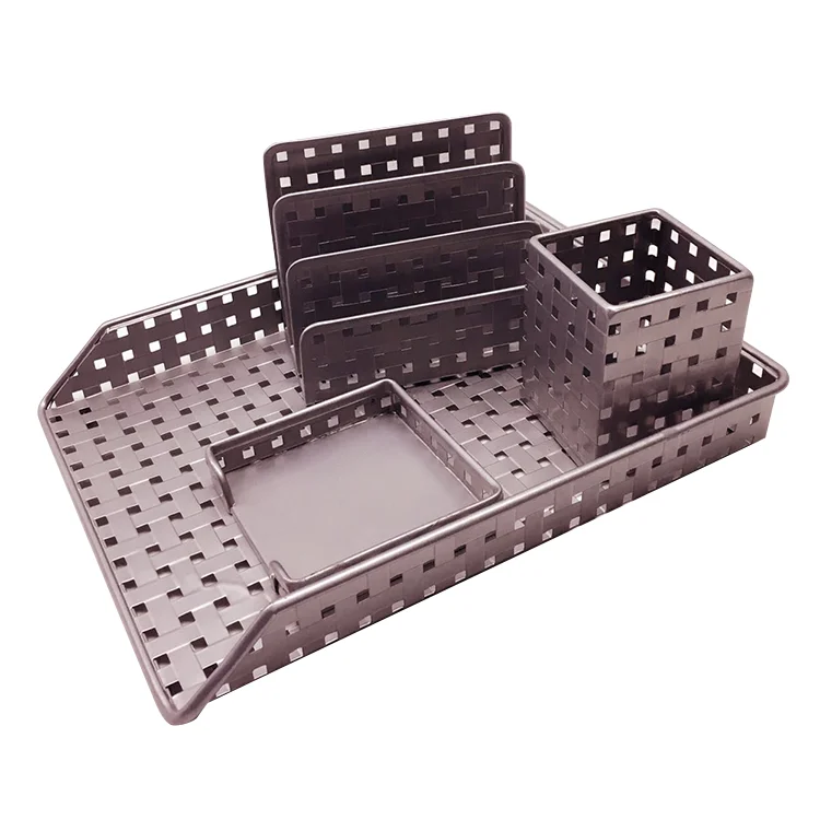 Desk Office Table Organizer Metal Mesh Stationery Storage Set