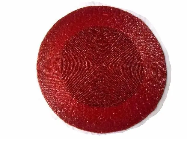 
Red two tone round Glass bead place mat available in other colours and patterns 
