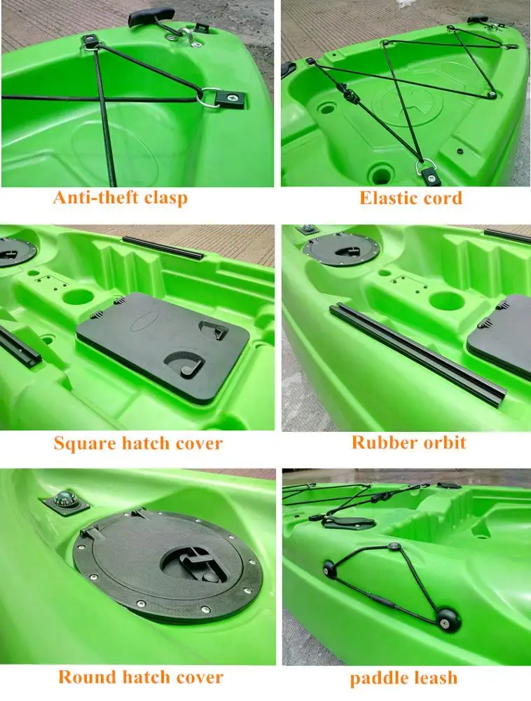 single plastic canoe kayak for fishing with fish finder and rod holder