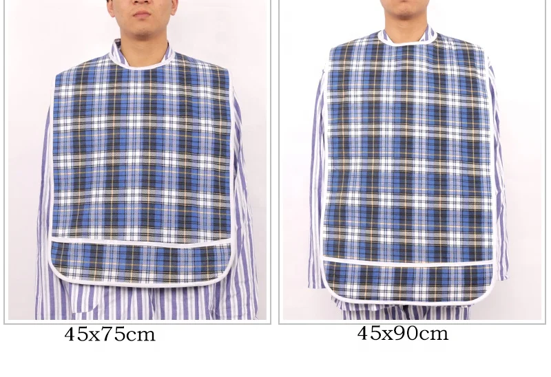 Classic Tartan Washable Clothing Protector Apron Adult Bib Senior Bibs