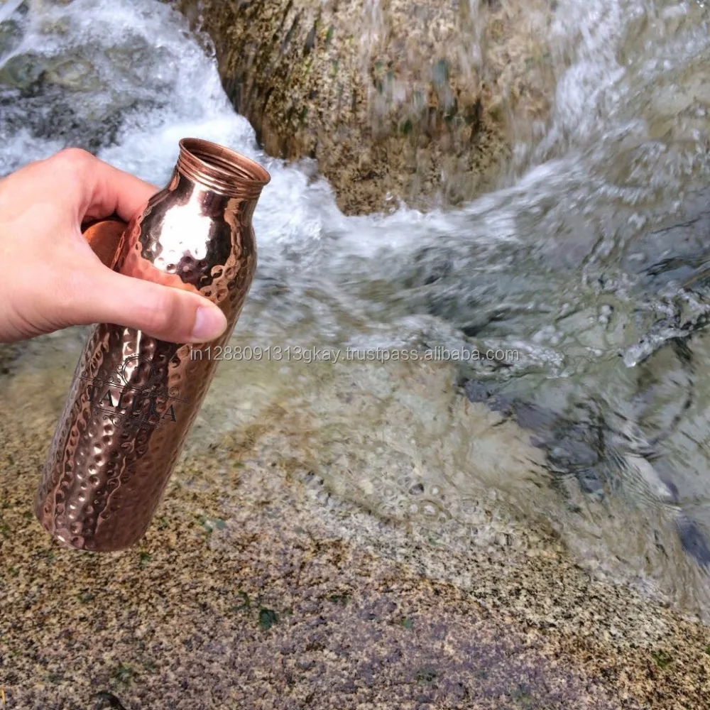 Best quality hammered designer leak proof 33 oz pure copper water bottle