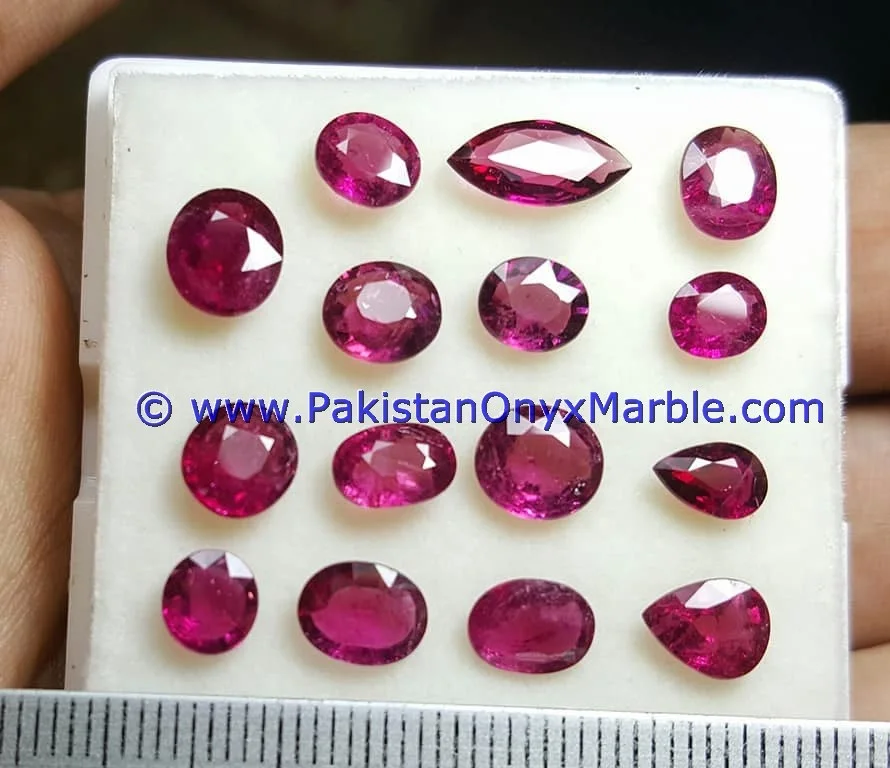 Heat-Treated Afghan ruby faceted cut stones shapes
