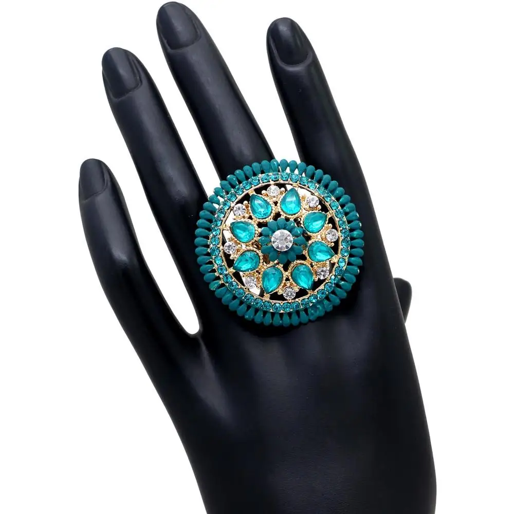 Rich Look Rama Green Color Glass stone Traditional Ring