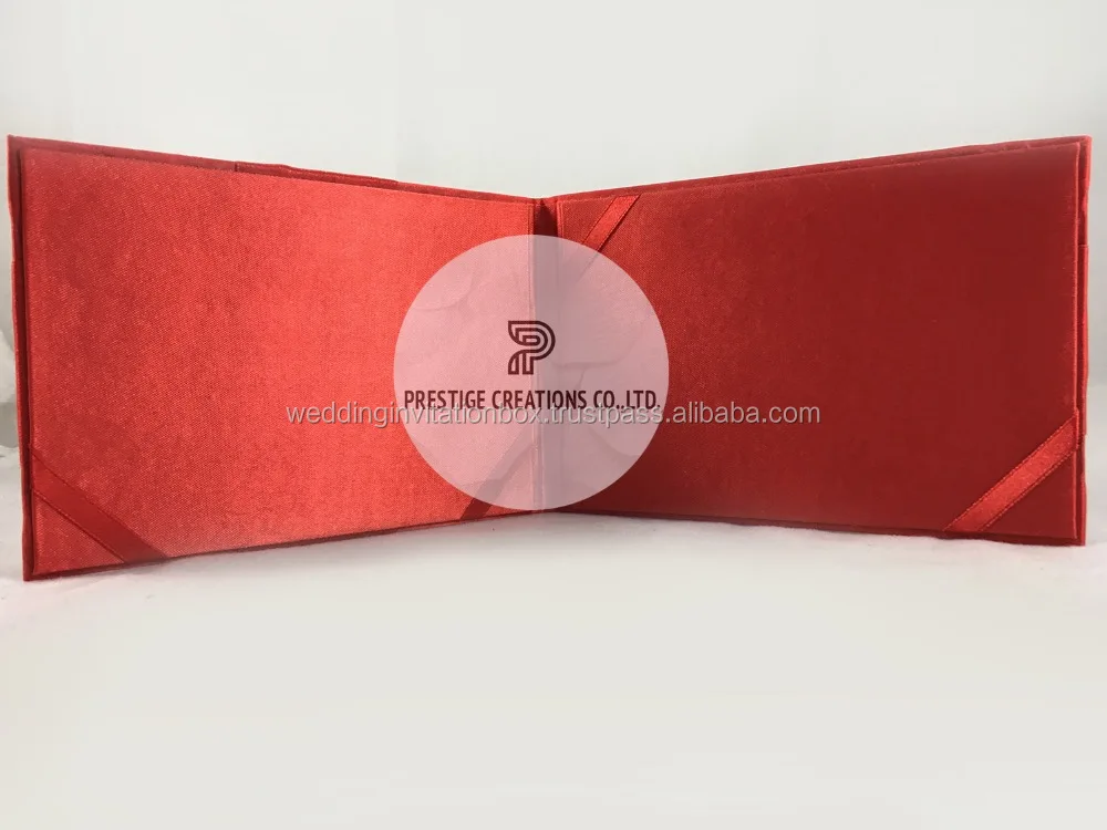 Plain Gold Silk Laminated Cardboard Wedding Invitation Gatefold Creation