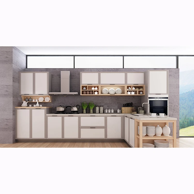 Luxury European style customize kitchen cabinet designs new model waterproof solid wood kitchen cabinet