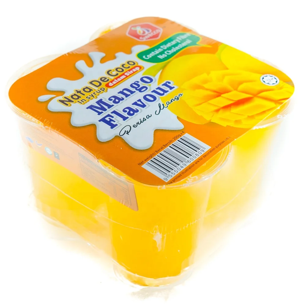 
ODM/OEM Malaysia Halal ISO 200g x48 PP Cups Delicious Mango Syrup Nata de Coco 