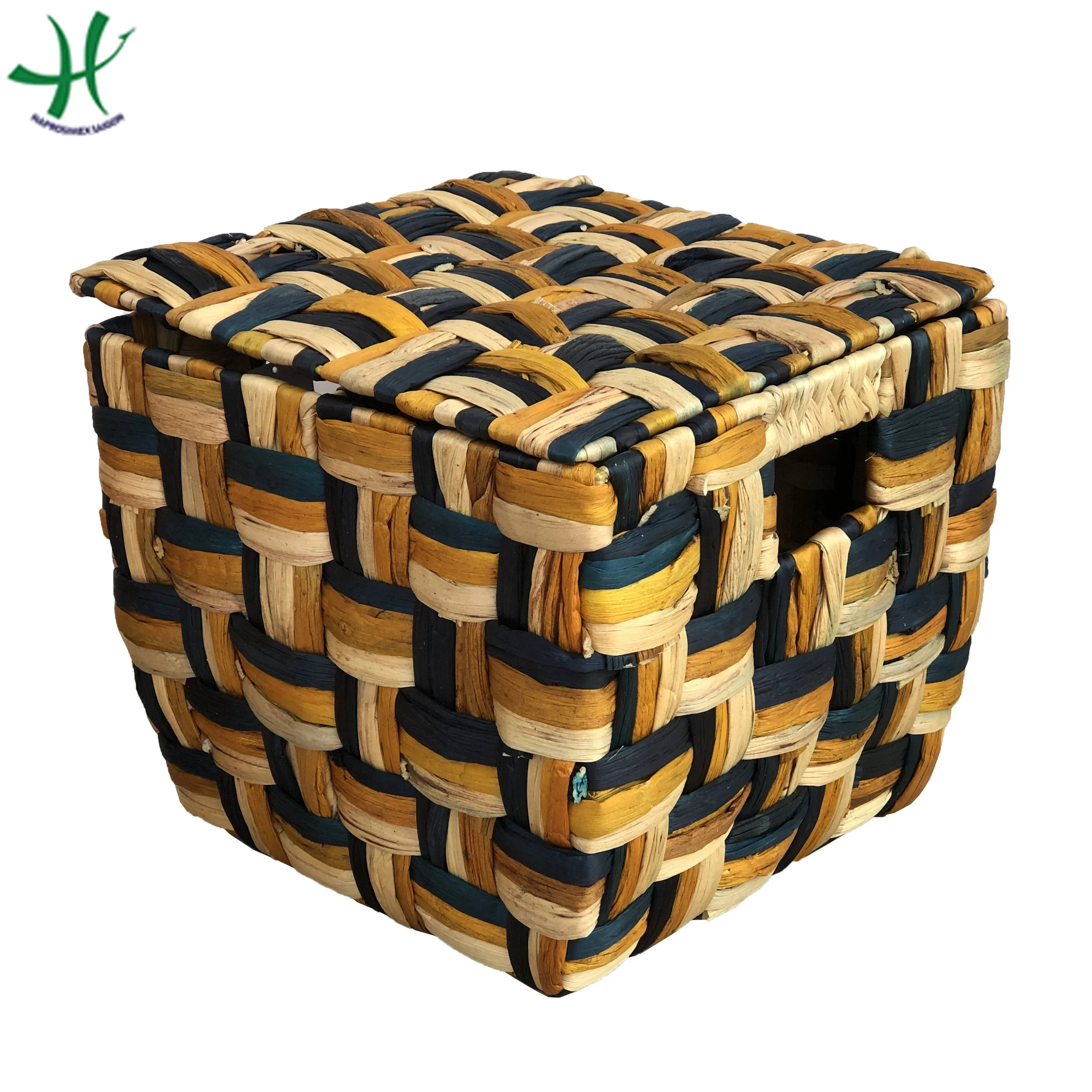 Rectangle water hyacinth basket for food and fruit, bread wicker basket tray for serving food, set of 2