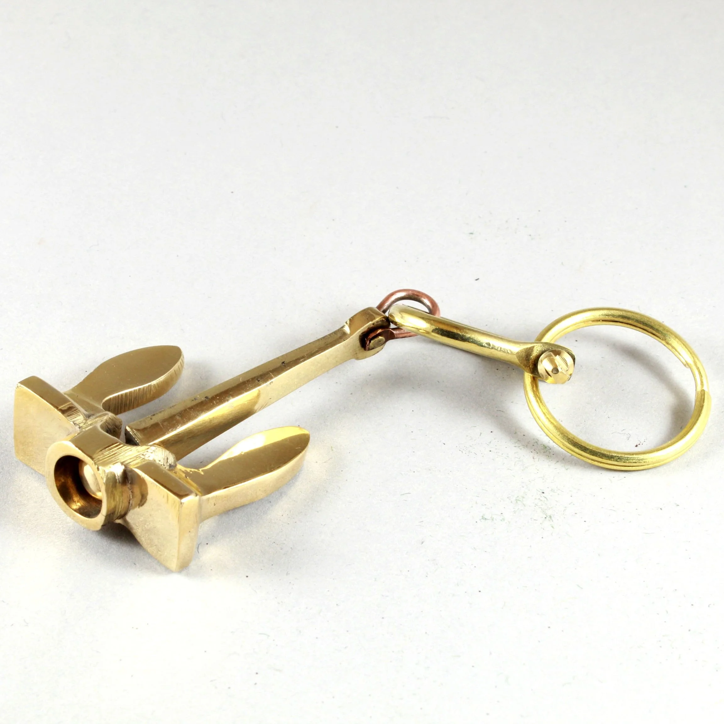 Brass Nautical Small Marine Ship Stockless Shackle Anchor Chain Key ring Holder Loop Corporate souvenir