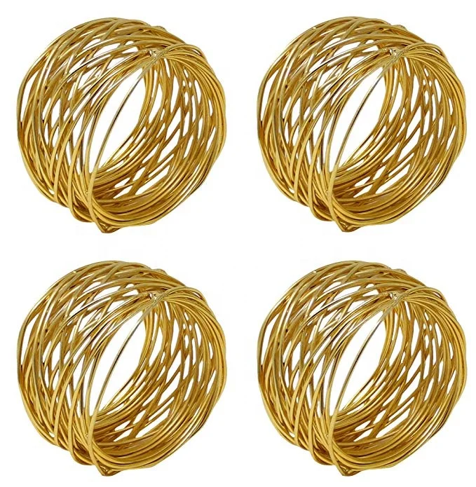 Handmade Metal Wire Nest Gold Napkin Ring Round Shape Elegance Festivals Home Dining Table Decor Napkin Holder