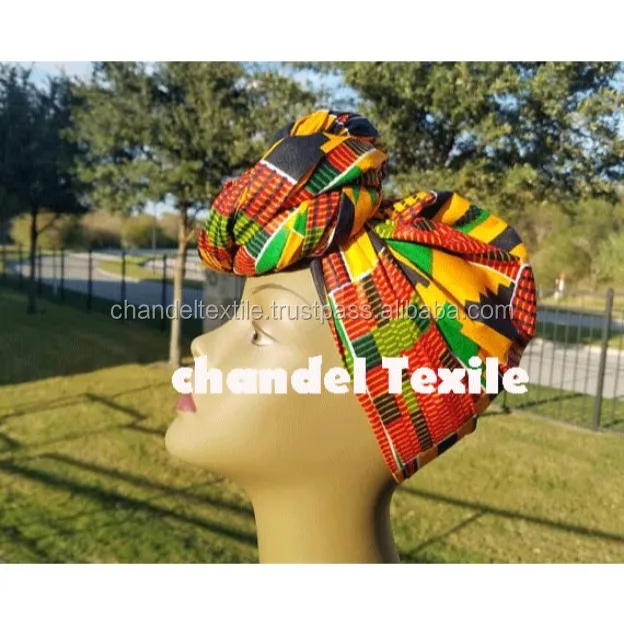Kente head wrap Kente African Head Wraps Turban Protective Styles Turban Dashiki  cotton women wear Bandanas