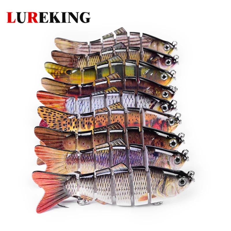 Hot Sale 3D Eyes Multi Jointed Fishing Lures Easy to Catch Bass fish, 6 Sections Swim Bait for Bass Fishing
