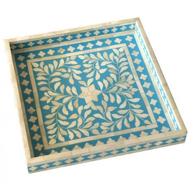 
Antique Look Classic Design Hot Selling Bone Inlay Serving Tray 