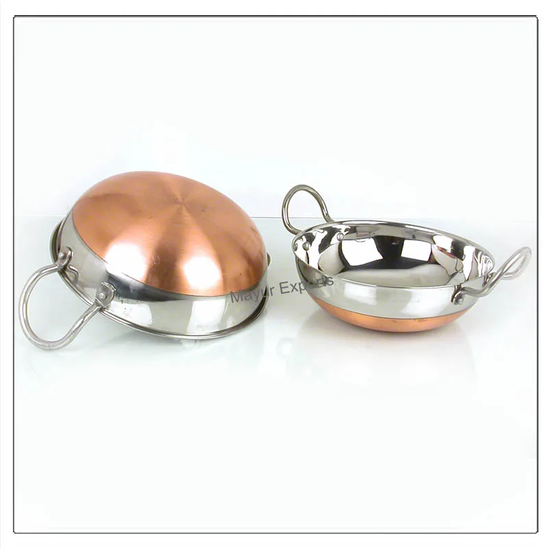 Eco-Friendly Stainless Steel Balti Dish with Copper Base Kitchen Cookware Set Metal Material