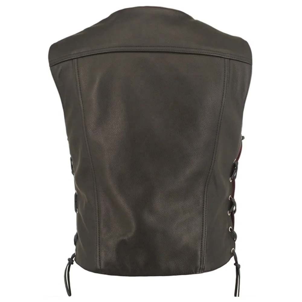 New Design  Motorcycle Customize 2024 North American Leather Vests High Quality Club Vest Men Cowhide Leather For Bikers