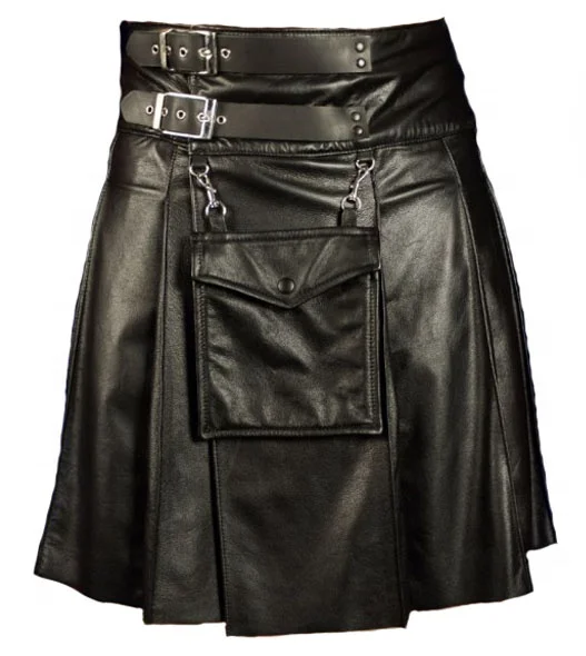 Модная одежда высокого качества из черной кожи для клуба Kilt