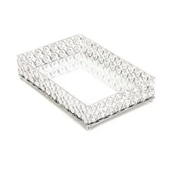 CLASSIC RECTANGLE CRYSTAL TRAY HANDMADE DESIGN METAL SERVING TRAY RESTAURANT DECORATIVE TRAY