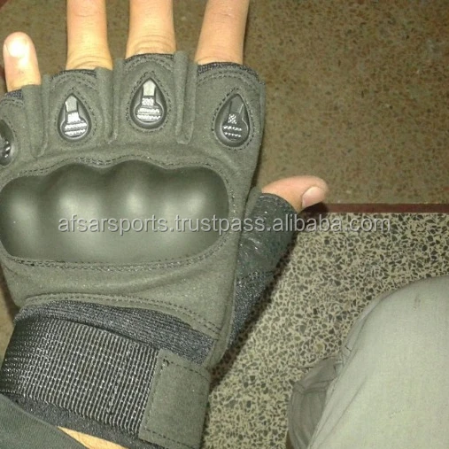 Black Carbon Half Finger Tactical Hard Knuckle shooing gloves