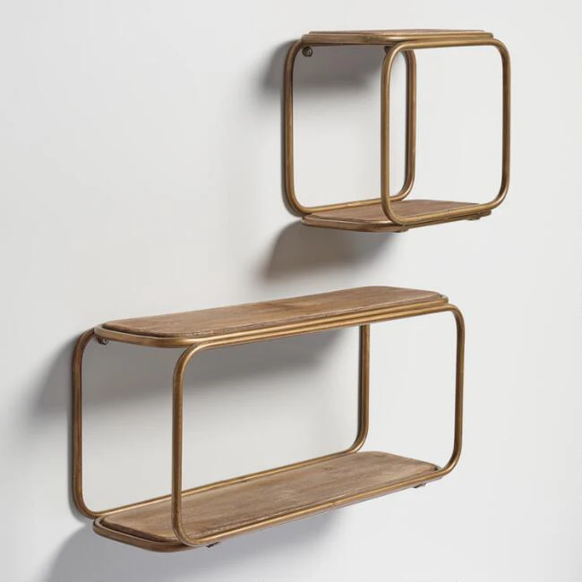 Металлическая железная и деревянная настенная полка