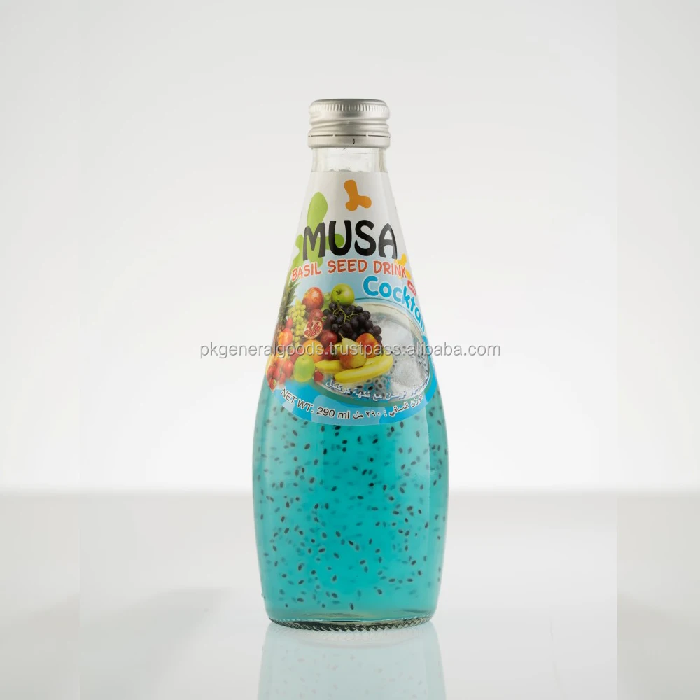 
Basil Seed Drink Juice Glass bottle 290ml MUSA Brand 