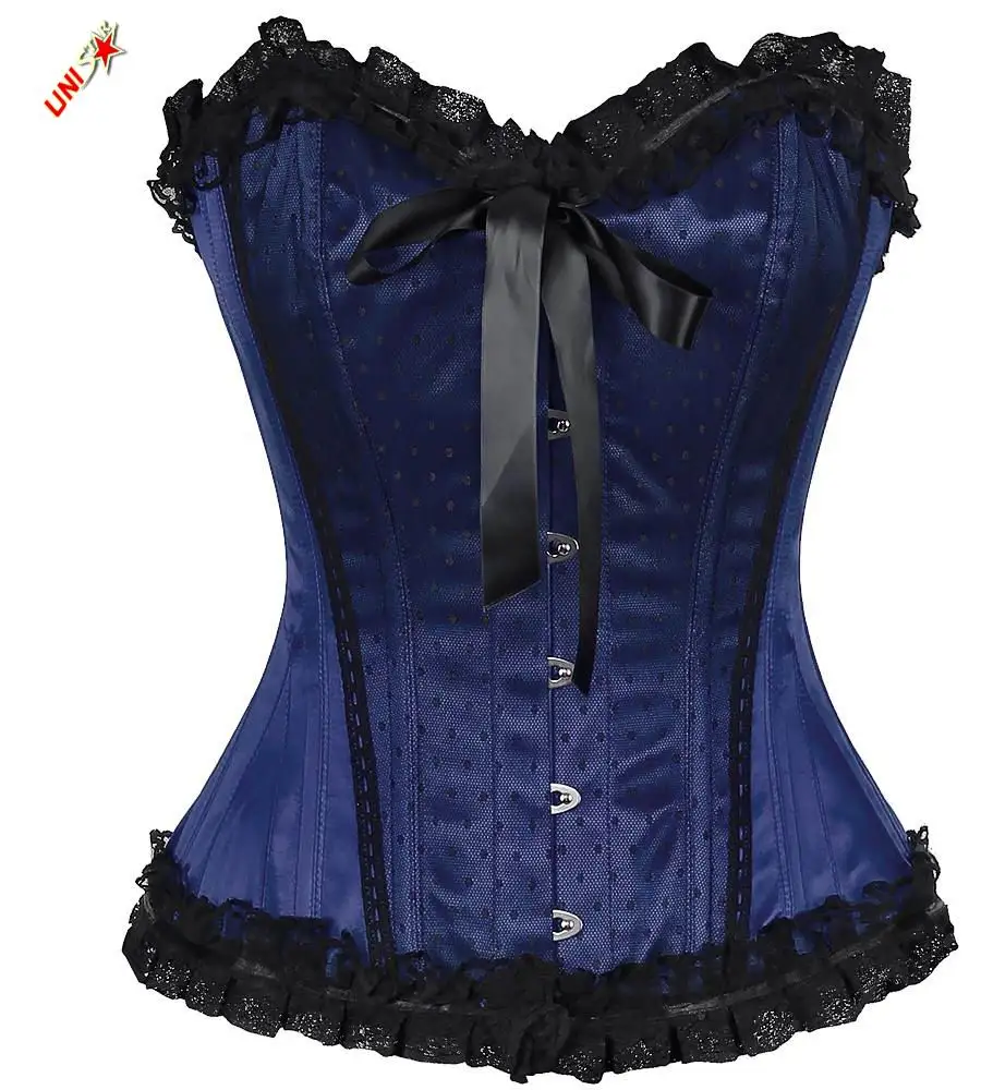 Dark Blue Satin Overbust Corset