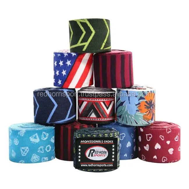 Пользовательские Боксерские повязки на руку/хлопковая боксерская повязка с принтом, пользовательские логотипы, повязки на руку 120 дюйма 180 дюйма, повязки на руку