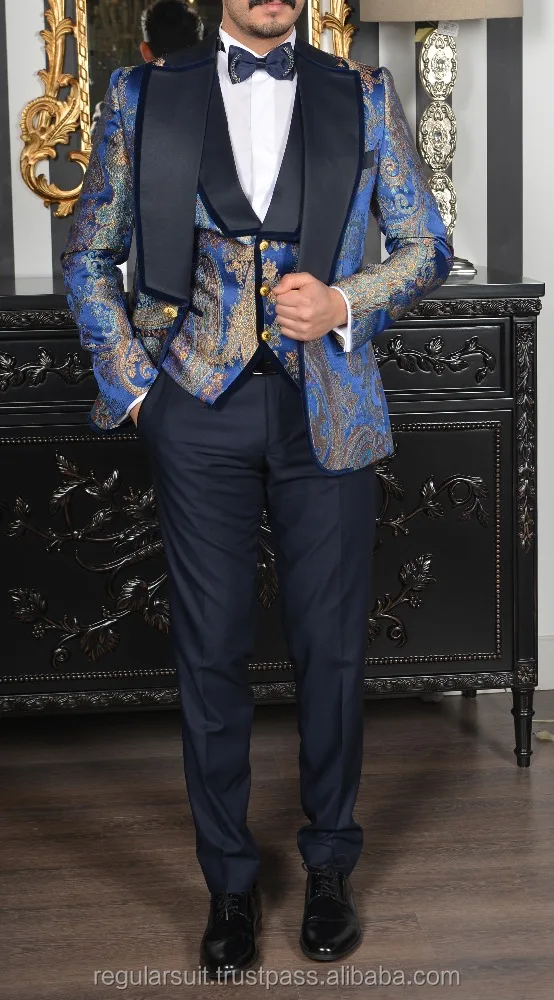 
Custom Made Blue Coat Pant Wedding Men Suit 