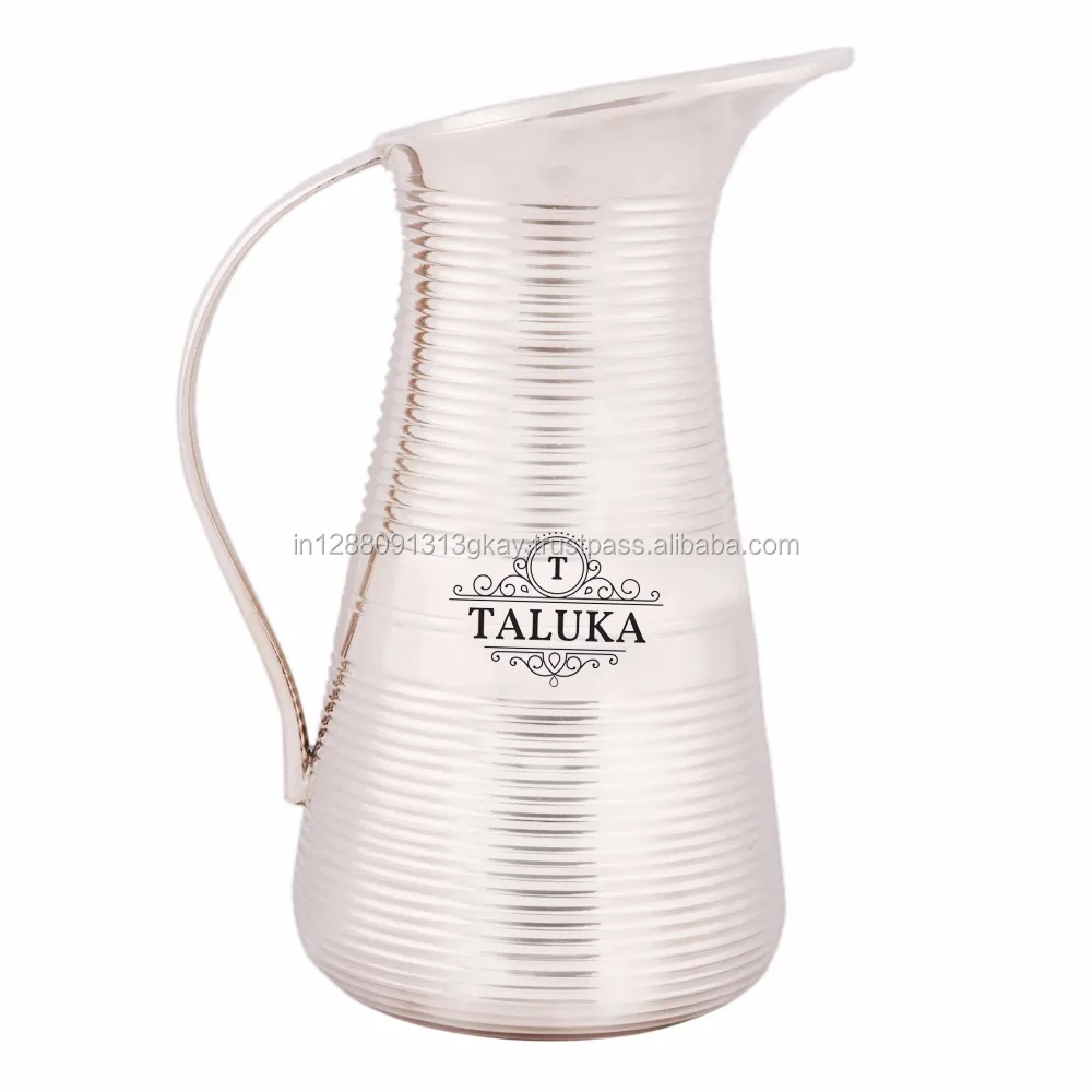 Designer 50 oz full ribbed silver plated water jug brass wholesale pitcher