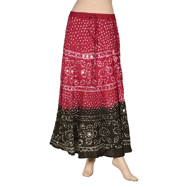 wholesale jaipuri bandhej skirt Bandhani long Skirt with sequins work
