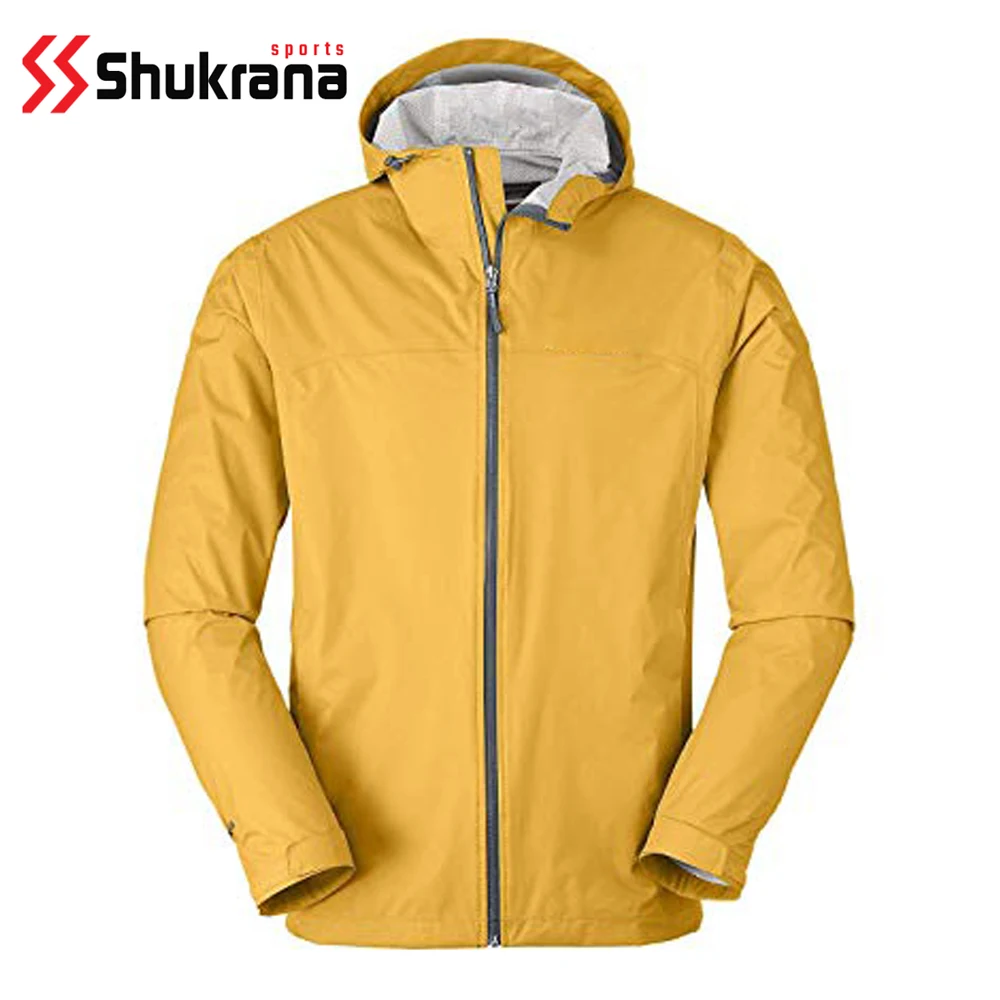 Customizable Rain Jacket Hood Waterproof Breathable Plus Size Button Decoration Crocheted Polyester Plain Leather Fabric Summer