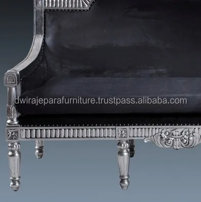 Furniture Classic Wooden Carved Sofa Antique Silver Color Italian Style