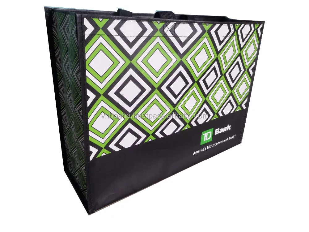 Vietnam made pp shopping tote bag, woven and non woven bag customized size and printing