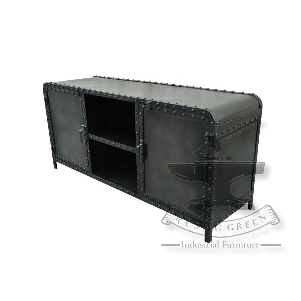 Vintage Industrial long Iron Storage Cabinet