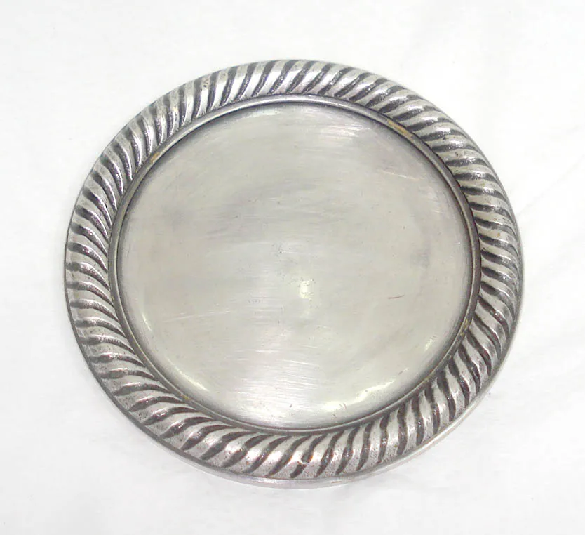 Cast Metal Round Coaster S/4, Metal Coaster With Round Shape And Silver Antique Look, Coaster Set