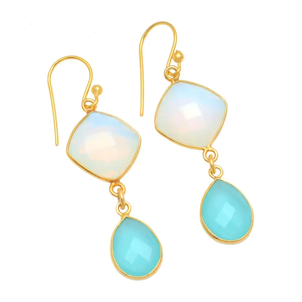 Dyed Ruby Pear Bezel Set 3 Stone Earring