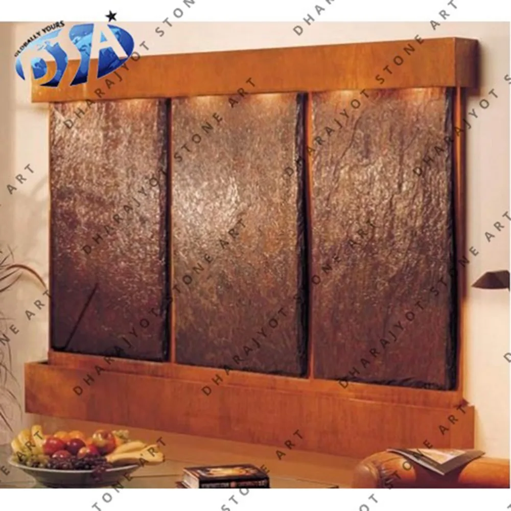 natural stone slate wall fountain indoor