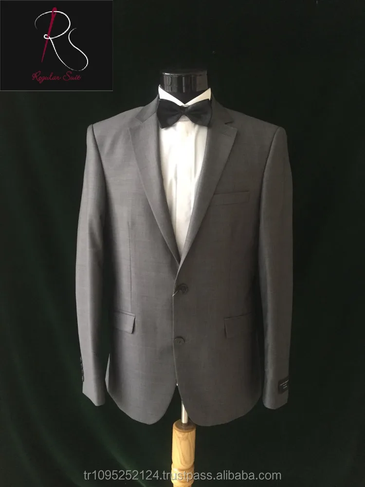 
High Quality 2 Piece Grey %100 Wool Business Man Suit 