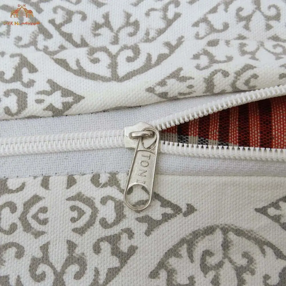 Hand Block Printed Cushion Cover 100% Cotton Bolster Indian Sanganeri Print Textile Pillow Cover